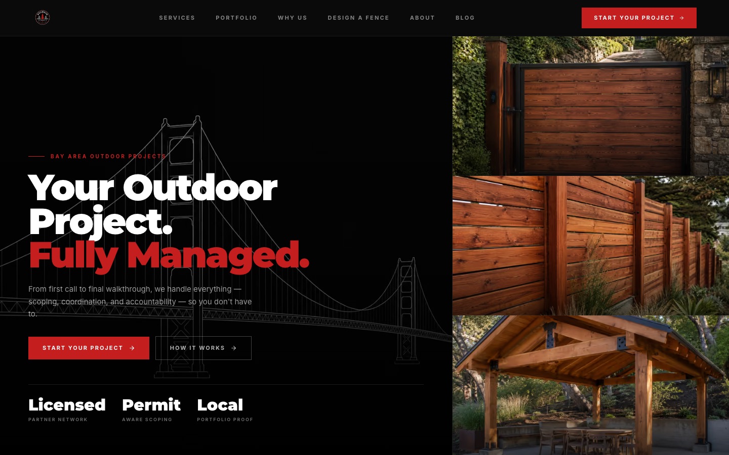 Redwood Outdoor Co. home page: Your outdoor project, fully managed